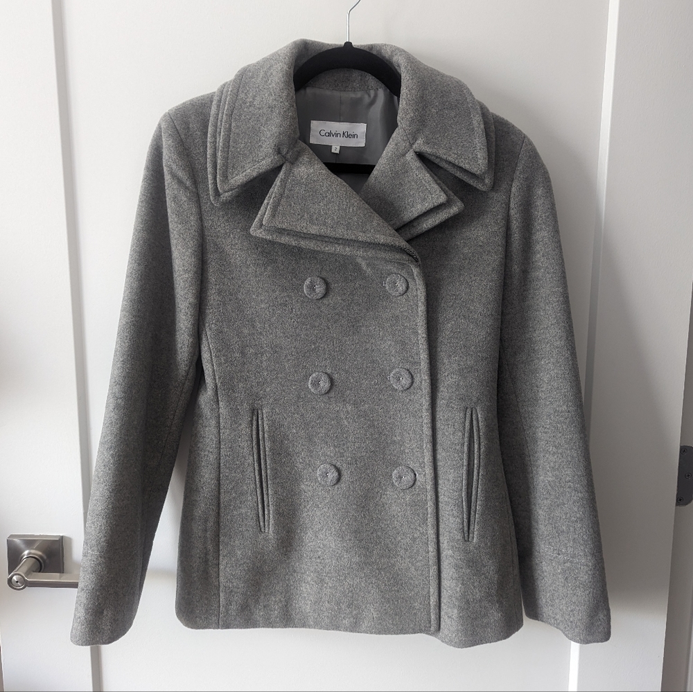 Classic gray Wool Calvin Klein peacoat